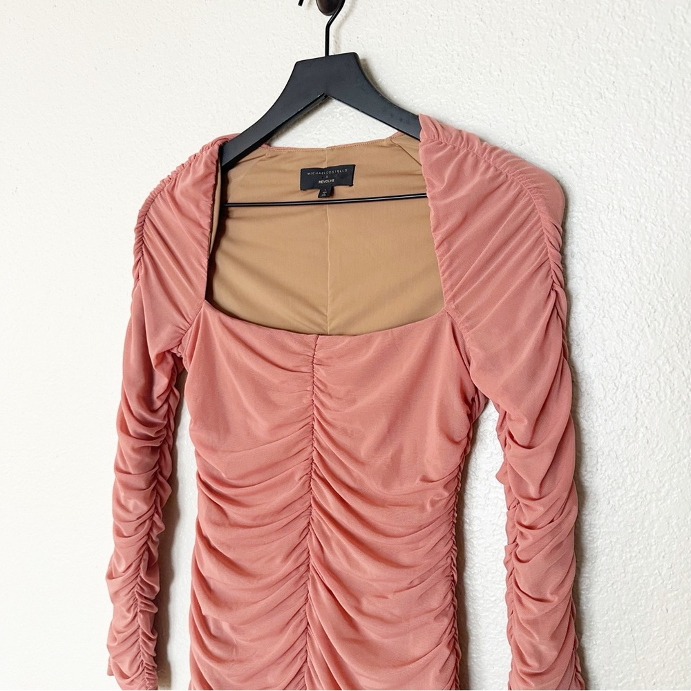 Michael Costello X Revolve Franky Mini Dress Mauve Pink Ruched Size L‎ - Picture 4 of 8